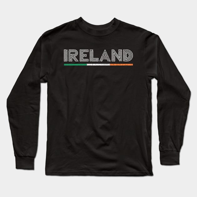 Ireland / Vintage Style Faded Typography Design Long Sleeve T-Shirt by feck!